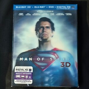 Man of Steel 3D Blu-ray DVD Combo Pack with Slipcover Henry Cavill DC Comics